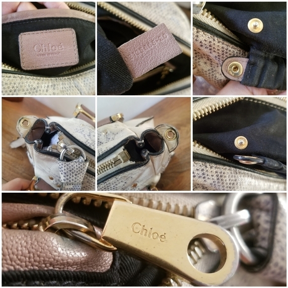 Chloe Marcie Medium Lizard Embossed Satchel Handbag Crossbody Bag - Picture 16 of 17